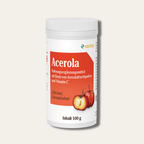 Acerola-Pulver von sanitas in weißer Dose, 100g – Nahrungsergänzungsmittel auf Basis von Acerolafruchtpulver und Vitamin C