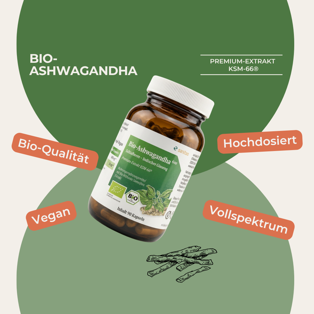 sanitas Bio-Ashwagandha 600 Kapseln Dose 90 Stück Bio KSM-66