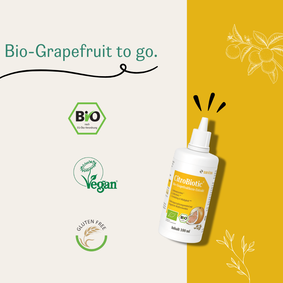 CitroBiotic® Bio-GKE von sanitas 100ml – Bio-Grapefruit Nahrungsergänzungsmittel mit Bio-, Vegan- und Glutenfrei-Siegel