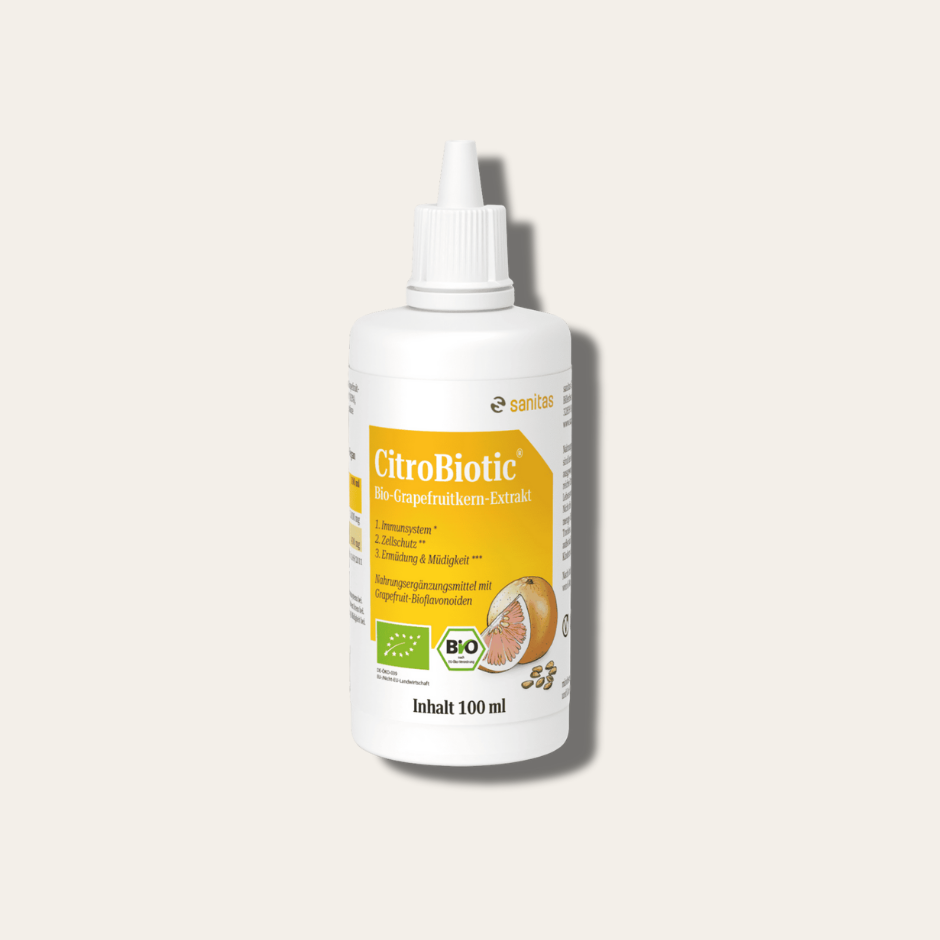 CitroBiotic® Bio-Grapefruitkernextrakt von sanitas – 100ml Flasche, Nahrungsergänzungsmittel mit Grapefruit-Bioflavonoiden, bio, vegan