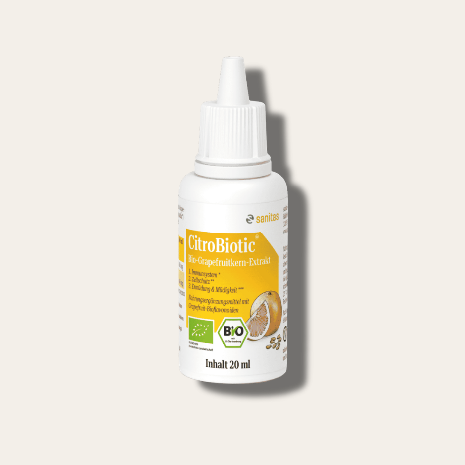 CitroBiotic® Bio-Grapefruitkernextrakt von sanitas – 20ml Flasche, Nahrungsergänzungsmittel mit Grapefruit-Bioflavonoiden, bio, vegan