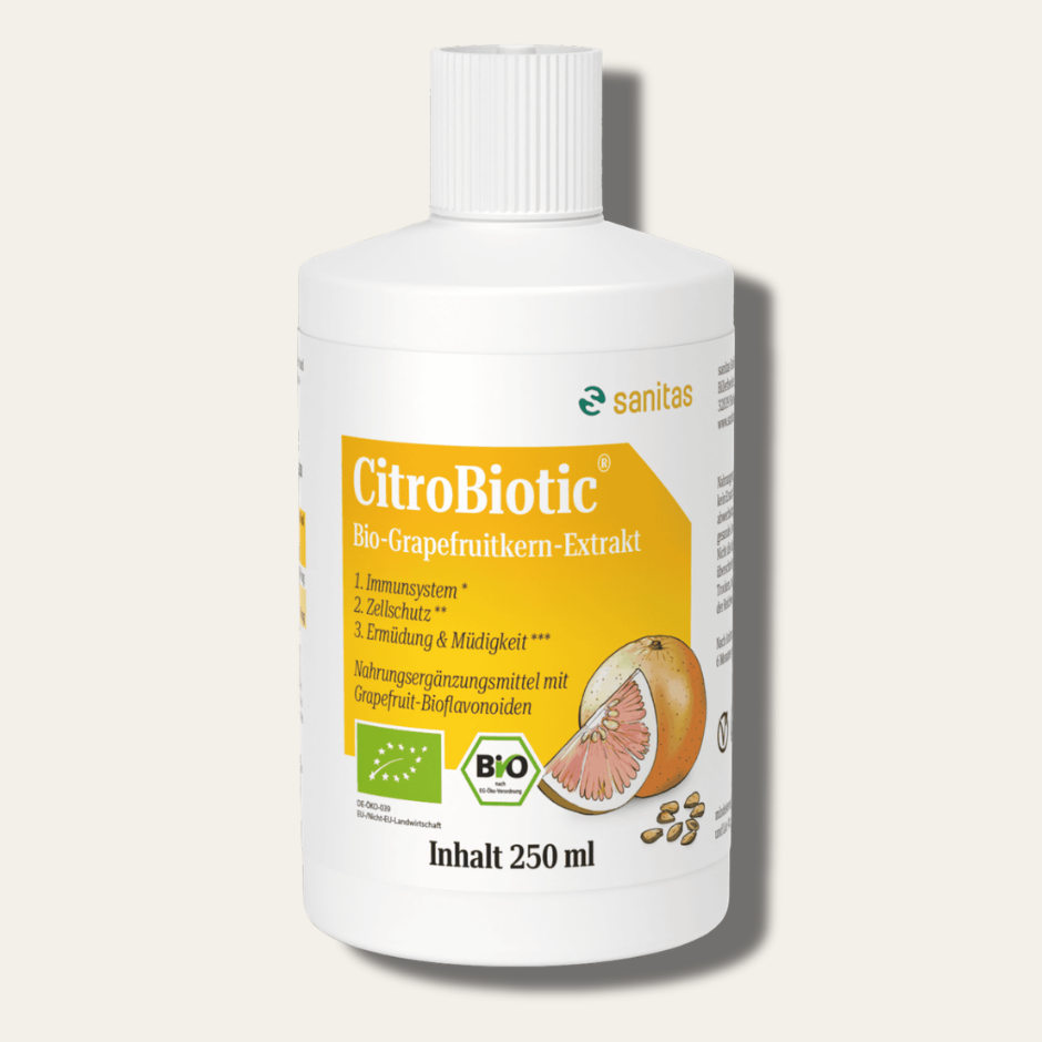 CitroBiotic® Bio-Grapefruitkernextrakt von sanitas – 250ml Flasche, Nahrungsergänzungsmittel mit Grapefruit-Bioflavonoiden, bio, vegan