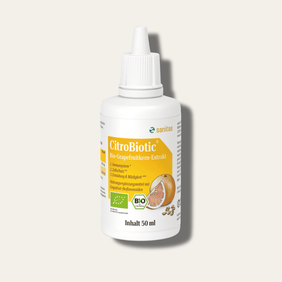 CitroBiotic® Bio-Grapefruitkernextrakt von sanitas – 50ml Flasche, Nahrungsergänzungsmittel mit Grapefruit-Bioflavonoiden, bio, vegan