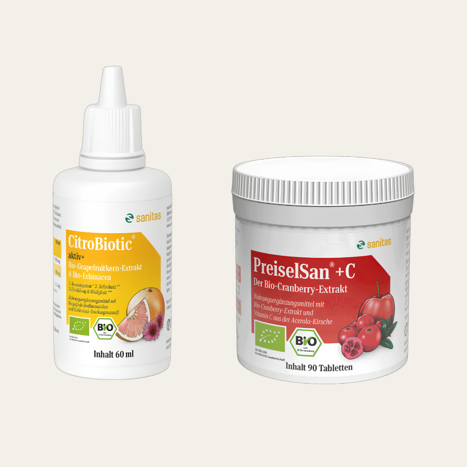 Herbst Bundle von sanitas – PREISELSAN + C BIO 90 Tabletten und CitroBiotic aktiv+ 60ml mit Vitamin C