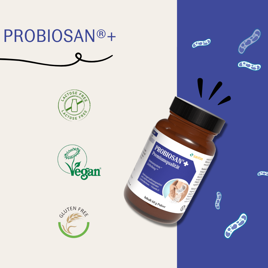 PROBIOSAN®+ von sanitas – Probiotika-Pulver 60g mit Milchsäurebakterienkulturen und Vitamin D, laktosefrei, vegan und glutenfrei